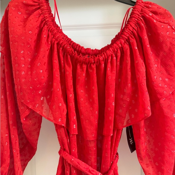 INC International Concepts Red Ruffled Blouse - Picture 5 of 10